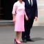 Placeholder: Emmanuel Macron in a pink dress full body photo