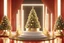 Placeholder: (ivory, black, gold, green, red) Cyberpunk Christmas 3D illustration of 3D Render of gold photoframe and podiums. Roman podium white for cosmetic product on background of a New Year tree, a beautiful New Year background, smooth 3d digital art, exquisite thee-dimensional rendering, 4K, blender, c4d, octane render , disney style 3d light, Zbrush sculpt, concept art, Zbrush high detail, pinterest Creature Zbrush HD sculpt, neutral lighting, 8k detail., Cyberpunk glow glowing gifts and New Year