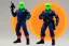 Placeholder: Mike Pence G.I. Joe toy figure With a pistol And jetpack space force Blue fabric uniform, fluorescent orange, black Moonboots, Green pricetag