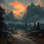 Placeholder: the western town called High Noon Hollow with gloomy skies fantasy art