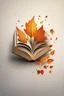 Placeholder: square logo , landscape with leaf fall, flying leaves in the book