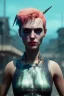 Placeholder: Fashion Portrait, tank girl, make up, natural busty, retro futuristic style, glow eyes, cinematic, Ultra realistic, wide angle view, soft color, highly detailed, unreal engine 5, RTX, ultra detail, volumetric lighting, 3d, finely drawn, high definition.