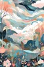 Placeholder: a background with abstract shapes and plants, seasons!! : 🌸 and leaf, featured on artstattion, background full of stormy clouds, by Olivia Peguero, infographic and marginalia, ultradetailed mural, interconnections, trending on artstation, feminine in pastel shades, background design