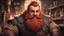 Placeholder: A bold dwarf, with thick red beard. His eyes have brownish-red irises andbackground in shade of light wood. He is in his workshop.