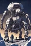 Placeholder: I want an image of a eight legged mechanical walker mech scaling the side of mout everest at night, it has a smooth surface