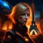 Placeholder: Portrait marianne symbole france cyberpunk, incendie tout eiffel en arrière plan