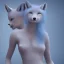 Placeholder: full-body portrait of one light-blue fox-like human female, skin whole body, volumetric lighting, intricate detail, realistic