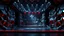 Placeholder: a 3d fractal stage structre made of metallic dark color 3d structures, pertty artistc background,dynamic lights