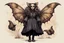 Placeholder: Jean-Baptiste Monge style 19th century hand drawn full body illustration of a walking hybrid Polyphemus moth goth girl, with highly detailed facial features with multi cellular eyes, drawings, 8k, vibrant natural colors,