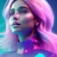 Placeholder: A portrait of a crystalised girl,smiling, longs hairs, atmospheric, realistic, cinematic lighting, octane render, pink turquoise light, 8k, , galactic atmosphere