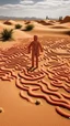 Placeholder: A tan sandy desert with cactuses painted by Keith Haring