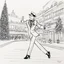 Placeholder: this drawing consists of a single line [la ligne Claire: drawn with a Sharpie marker] fred Astaire iconic dancing scene of Holiday Inn (1942) that introduced the song “White Christmas”