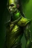 Placeholder: female snake woman, green scales, wearing a stealth armor, dungeons and dragons, fantasy, yellow eyes,