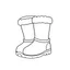 Placeholder: A black and white cute drawing of winter boots, only outline, white background