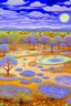 Placeholder: A light purple candy kingdom with fairies Australian aboriginal art painted by Vincent van Gogh