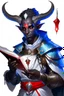 Placeholder: En Young male black skin tiefling fra dnd holding a book with Arcane Magic in a silver and White Rope. His horn a perfectly place on acet from the front to the back pointing upwards with glowing Red cat Eyes glowing Blue Arcane Magic around them