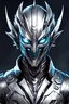 Placeholder: Logo silver skinned anime Dragman cyberpunk with dragon mask in his eyes (((full body)))