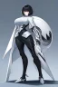 Placeholder: Woman with short black hair, sharp green eyes, holding a pike, full body black and white metal plate armour, close full body shot, Dramatic lighting,1woman, standing pose, lean body, simplistic background