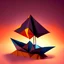 Placeholder: origami paperboat graphic design sunset album art 2d
