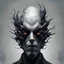 Placeholder: create A hauntingly beautiful hyperrealist photograph that embodies dark surrealism, featuring a fish-headed man with grotesque but fascinating features. His asymmetrical eyes, exaggerated expressions and minimalist style evoke an otherworldly atmosphere. The ash grey textured background adds depth, immersing the viewer in a dark fantasy world reminiscent of artists such as Russ Mills, Sakimichan, Wlop, Loish, Artgerm, Darek Zabrocki and Jean-Baptiste Monge. This captivating work blends dark fan