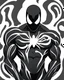Placeholder: High Quality Illustration of a dark gray Marvel Symbiote has swirl an large x on chest