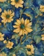 Placeholder: Green, dark blue and gold flower van Gough water color