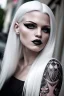 Placeholder: a woman white hair luxury stlye tatto in a street