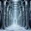 Placeholder: Infinity Stretch of sinister snowman sentinels lining an alien winter hall hooked up to freezer units, by H.R. Giger, biomechanics, the ice chamber, dark colors, by Dariusz Klimczak, by Dave Kendall, by Joel Perter Witkin, colorful, horror surrealism, weird winter-scape, primary cold colors, smooth