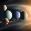 Placeholder: solar system with all planets and stars in background, photorealism