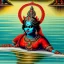 Placeholder: An oil painting of goddess Kali crossing a lake