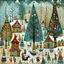 Placeholder: Folk art, beautiful Christmas wonderland,mixed media