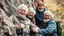 Placeholder: Elderly pensioners rock climbing. Everyone is happy. Photographic quality and detail, award-winning image, beautiful composition.