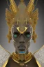 Placeholder: black male African Egyptian alien, cracks in the voodoo head, wicked, diamond eyes, crown, blood, 8k, finely detailed, photo realistic, leopard robe turquoise skull head gold dragon space alien rain skeleton gold teeth silver crown silver space suit spaceships