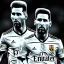 Placeholder: Painting of a White men,lionel messi, with laser eyes, perfect angle, antic grec pose, Black and white background, very detailed, high quality, very intricate, 8k, hdr, octane effect, frida khalo style