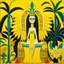 Placeholder: A yellow heavenly kingdom with an angel queen designed in Hawaiian tikis painted by Stuart Davis