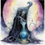 Placeholder: Nightmare undead Djinn pouring from a genie bottle, lovecraftian aesthetic, by Stephen Gammell and Kay Nielsen, artistic diagonal line composition, expansive, horror surrealism, watercolor, rich dreamy neon colors, nightmare-scape, sinister magical particles, trending on Artstation, creepy, eerie, by Jack Ohman, zombiecore