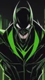 Placeholder: A very close picture to Mix between the joker and venom symbiote in solo leveling shadow art style with neon green details