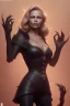 Placeholder: Pamela Anderson as evil queen in black leather, leather, busty, cleavage, angry, stern look. character design by cory loftis, fenghua zhong, ryohei hase, ismail inceoglu and ruan jia. unreal engine 5, artistic lighting, highly detailed, photorealistic, fantasy