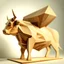 Placeholder: low polygon bull made out of wood