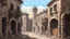 Placeholder: Street, Stone Building, Old city, Diyarbakır, دیاربکر، Vector, Illustration, Digital Painting, Turkey, 1930 AD, flat color,