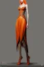 Placeholder: painting of a tall elven young woman with short light orange hair and freckles on the cheak bones and tall body of a topmodel light clothes, long shot, ultra realistic, concept art, intricate details, eerie, highly detailed, photorealistic, octane render, 8 k, unreal engine. art by artgerm and greg rutkowski and charlie bowater and magali villeneuve and alphonse mucha