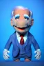 Placeholder: Waist up Portrait, joe Biden as muppet doll, Blue suit retro style, photo studio, blue background, unreal engine 5, concept art, art station, god lights, ray tracing, RTX, lumen lighting, ultra detail, volumetric lighting, 3d.