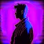 Placeholder: The silhouette of a musical performer in the spotlight. - very noticeable shadows - very realistic details - style: "synthwave"