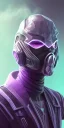 Placeholder: purple galaxy masked super villain, weapons in hands, teal and purple smoke, full portrait, hyper realistic, 4k