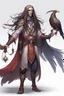 Placeholder: dnd humanoid Aarakocra with long hair warlock