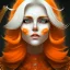 Placeholder: fantasy setting, woman, orange and white hair, wavy hair, freckles, ranger, more orange hair, more white hair, longer white hair, brown clothes