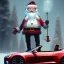 Placeholder: Santa claus driving his red Tesla convertible car, character design by cory loftis, fenghua zhong, ryohei hase, ismail inceoglu and ruan jia. unreal engine 5, artistic lighting, highly detailed, photorealistic, fantasy