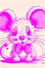 Placeholder: A drawing of a cute pink mouse with one bow on her head