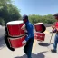 Placeholder: painting 1500 bass drum lugging bug-eyed monkeys all arriving at the station