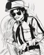 Placeholder: Michael Jackson, b&w line art style fashion, preppy style, simple line art, one line, line art, line drawing style, white background, picture, coloring book style on white background, well composed, clean coloring book page, No dither, no gradient, strong outline, No fill, No solids, vector illustration, –ar 9:11 –v 5